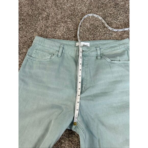 Vervet 90's Vintage Loose Fit Crop Flare Distressed Teal Green Wash Jean Size 30 - Picture 8 of 13